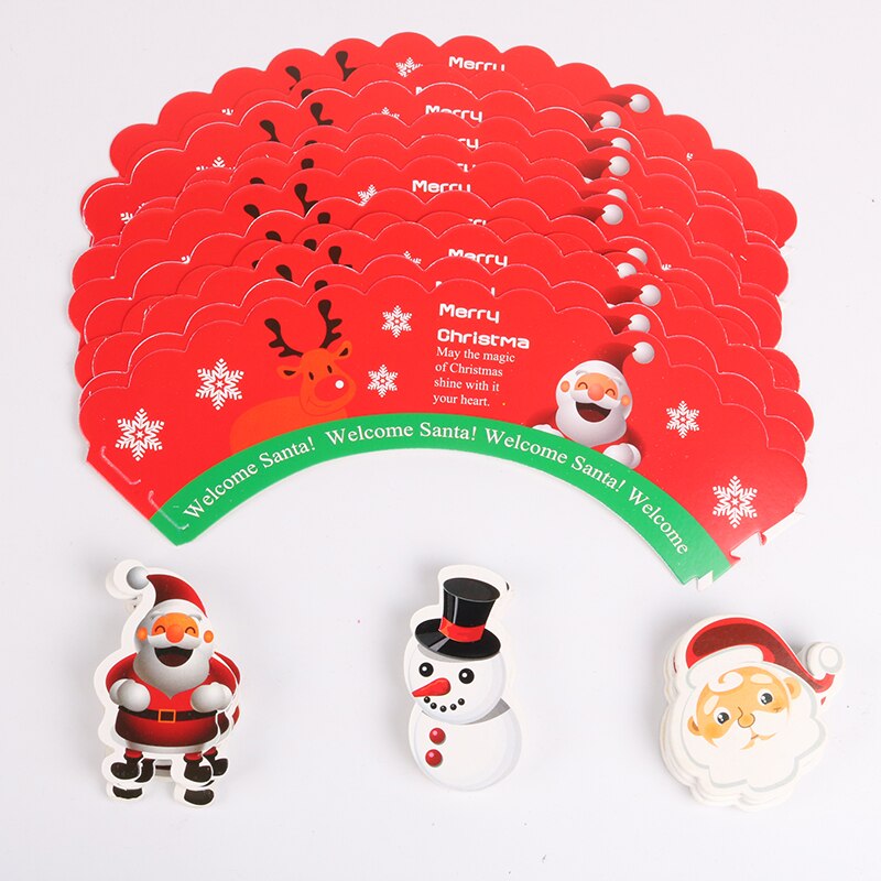 Père noël bonhomme de neige Elk Cupcakes 12 pièces emballage + 12 pièces Toppers pour le nouvel an joyeux noël fête enfants faveur Cupcakes décoration