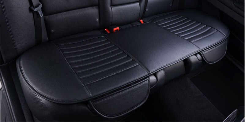 Ultra-luksus bilsædeovertræk fire sæsoner bageste pu læderpude, beskyttelsesmåttepude auto tilbehør universel størrelse: 1 stk tilbage sort