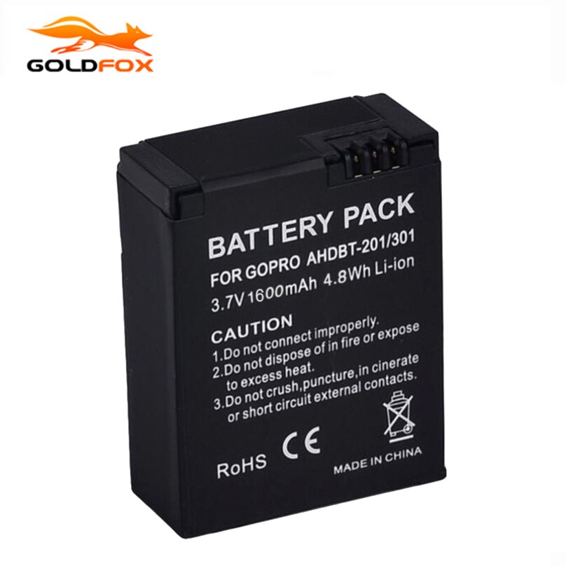 1 st 1600 mAh voor GoPro AHDBT-201/301 Camera Batterij voor Gopro Hero 3 3 + AHDBT-301, AHDBT-201 batterij voor go pro Accessoires