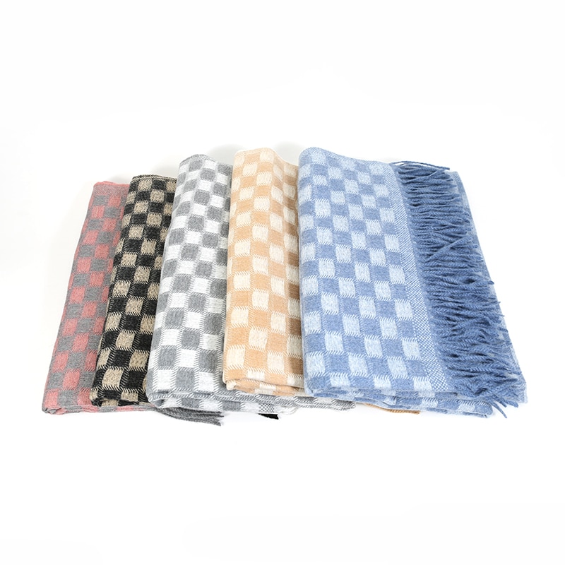 Jesienno-zimowa damska szalik w kratkę moda damska szale szerokie kraty długi szal koc robić owijania ciepły Tippet