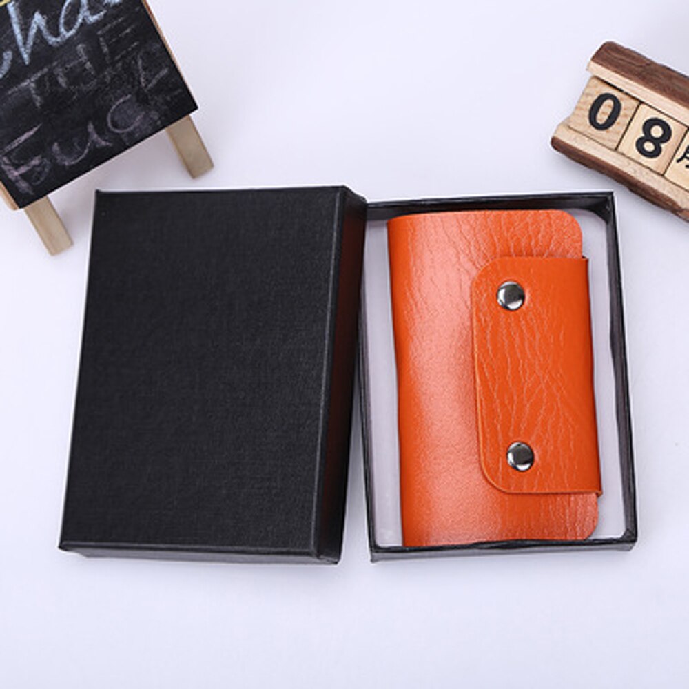 1 PC couleur unie Portable Pu cuir femme de ménage titulaires porte-clés porte-clés sac étui unisexe portefeuille couverture Simple sac de rangement: Orange