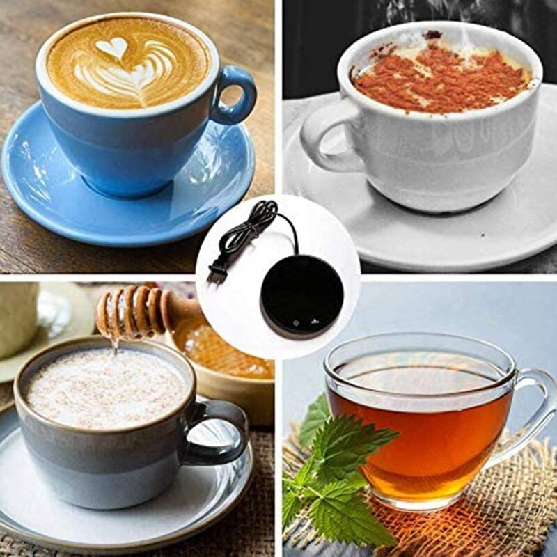 Taza de café THEVFAMILY, calentador eléctrico inteligente de bebidas con temporizador y Control de temperatura, para oficina/hogar negro, enchufe de EE. UU.