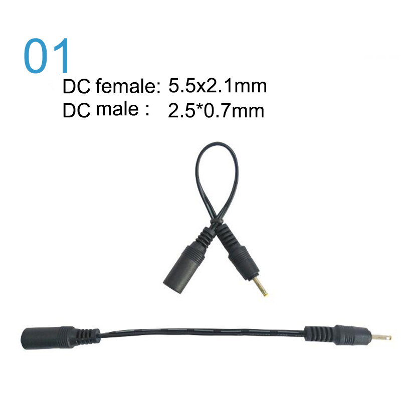 5.5x2.1mm dc fêmea jack de alimentação para dc macho plug cabo 5.5*2.5mm 3.5x1.35mm 4.0*1.7mm 4.8 2.5 0.7 conector de extensão cabo de alimentação: Verde exército / 5-9 Pcs