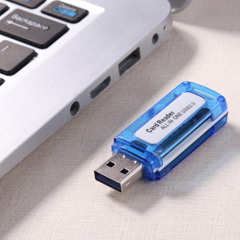 ALLOYSEED Portable 4 in 1 Memory Card Reader Multi Card Reader USB 2.0 All in One Cardreader for Micro SD TF MS Micro M2