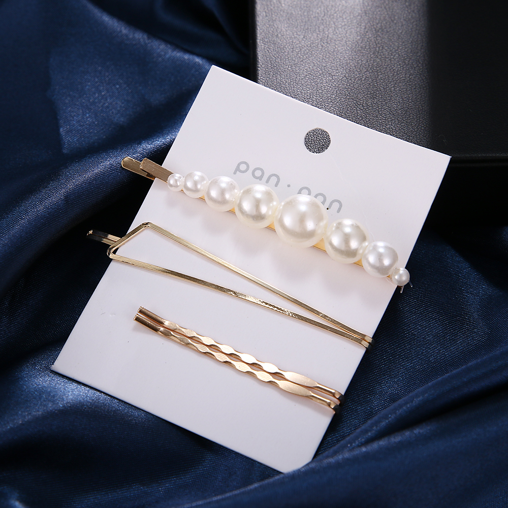 3 pièces/ensemble femmes Barrette métal or perle pince à cheveux pour les femmes coréenne épingles à cheveux bandeau cheveux accessoires bijoux