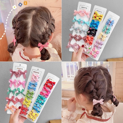 10 Stks/partij Kleurrijke Haarspeldjes Voor Baby Meisjes Boutique Haar Clip Bows Lint Haarspelden Hairgrip Hoofddeksels Voor Kinderen