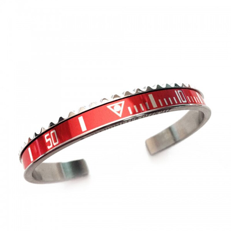 Bransoletka mankietowa ze stali nierdzewnej 12 kolorów w kolorze srebrnym ST01: steel red