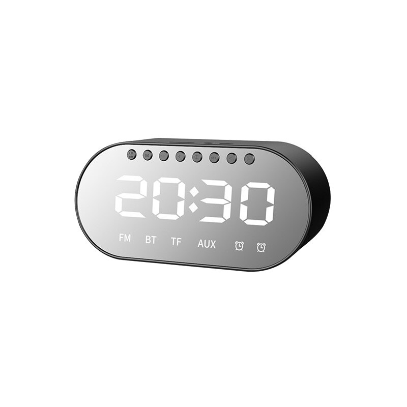 Clock Speaker Wireless Mirror LED Dual Alarm Clock Bluetooth 4.2 Bass Speaker USB TF AUX FM Radio Built-In Microphone Speaker