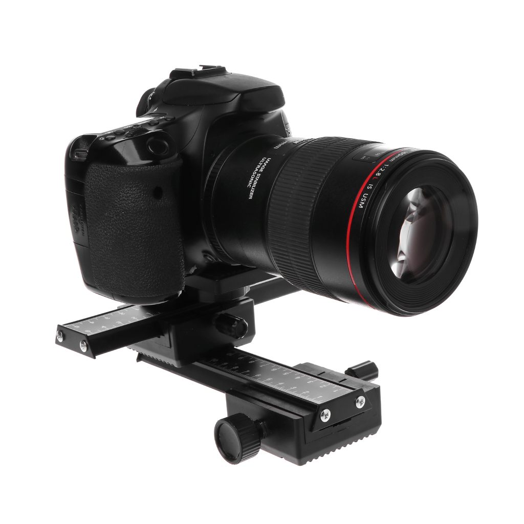 4-way Macro Instrument Focusing Rail Slider 1/4" Screw DSLR Camera Shooting Accessories Black for Canon