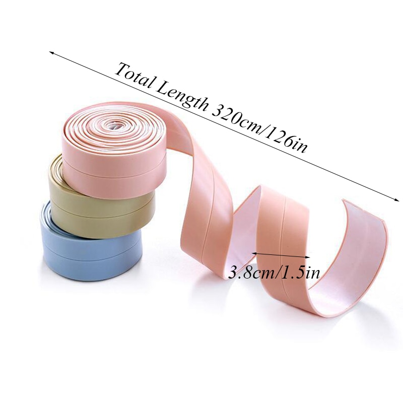 3.8cmx3.2m Self-adhesive Kitchen Bathroom Ceramic Stickers Tape Waterproof Anti-moisture Pvc Wall Corner Line Sink Sticker