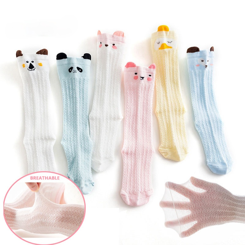 Baby Summer Thin Mesh Long Socks Newborn Girls Cotton Knee Socks Mosquito Proof Socks for Infants Animals