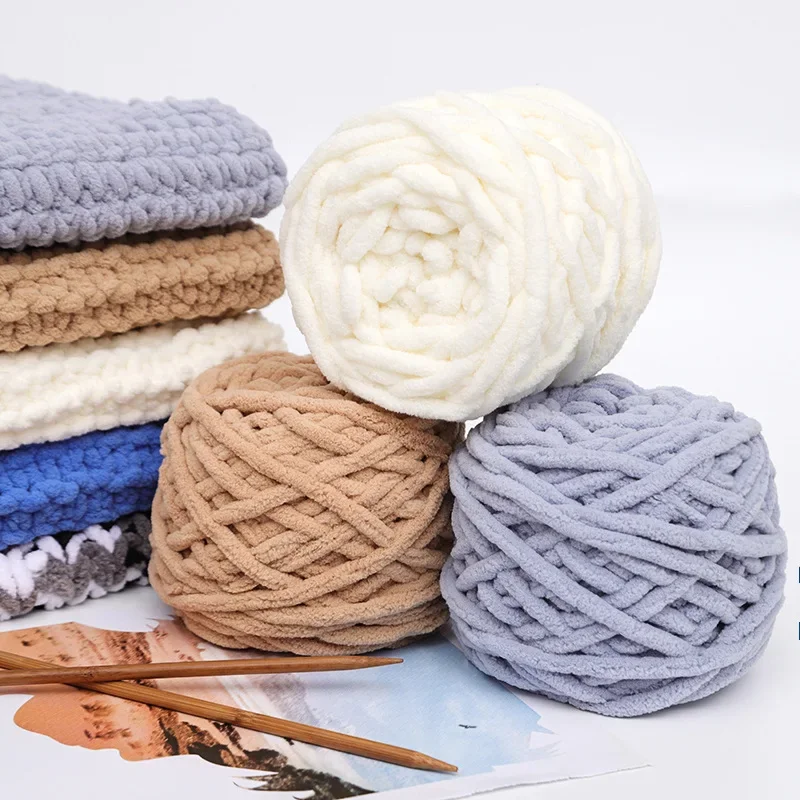 100g/bal Chenille Breigaren Zacht Ijs Strip Lijn Katoenen Garen DIY Wol Garen voor Hand Breien Sjaal dikke Wol