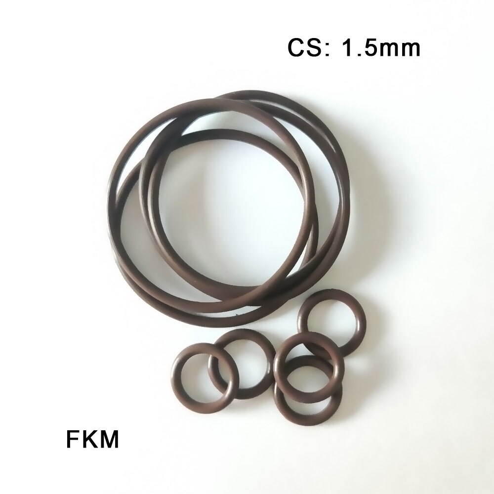 FKM-juntas tóricas de goma CS 1,5mm, arandelas de goma de flúor OD 4,5mm ~ 65mm, anillo de sellado de banda elástica de agua, 10 piezas