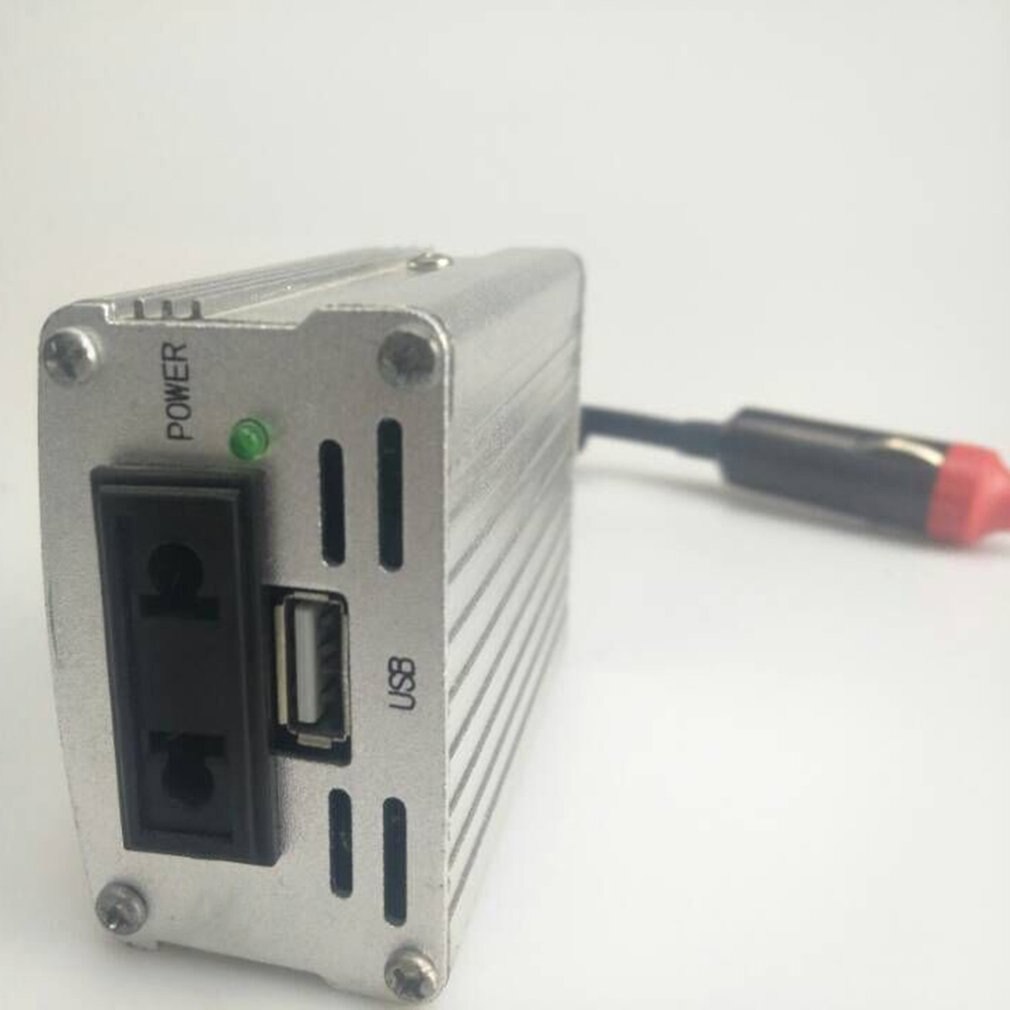 Zilveren omvormeradapter auto-omvormer 12v to 110v/220v- ingangs auto-omvormer voertuigvoeding lader uk-stekker