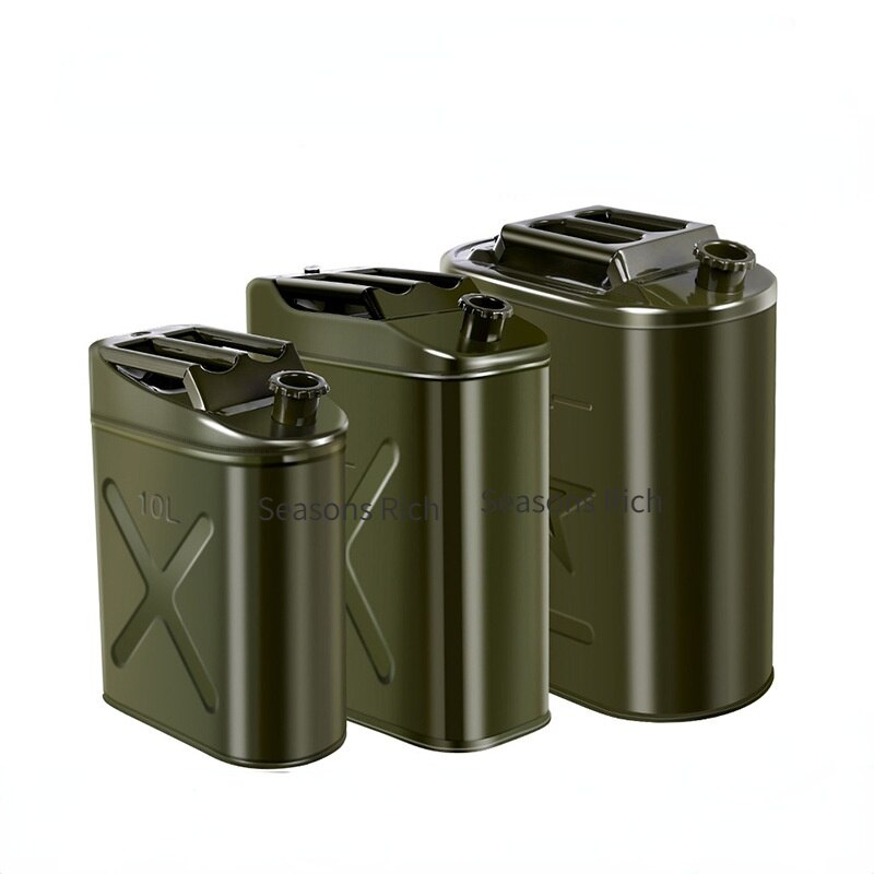 10L Metal Jerry Tank Stainless Steel Fuel Cans Petrol Cans Car Canister Holder With 3 Handles Aluminum Alloy Spout Storage Tank