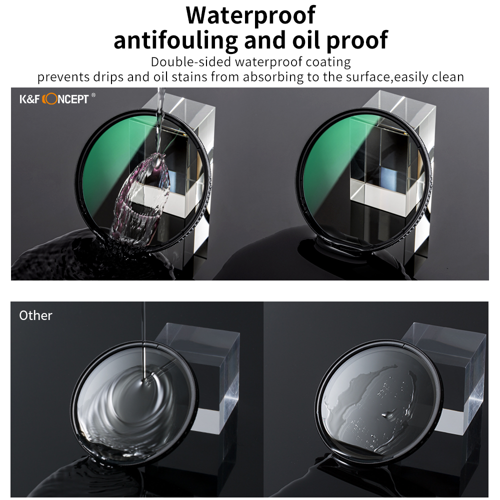 K&f concept 67/77/82mm circulair polarisatiefilter met 24 meerlaagse groene coatings, hd krasbestendig, ultradun cpl-filter.