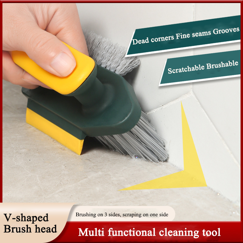 Household Cleaning Brush Kitchen Gadgets Tiles Window Trough 4in 1 V-shaped Brush for Kitchen Home Supplies Tools Bathroom