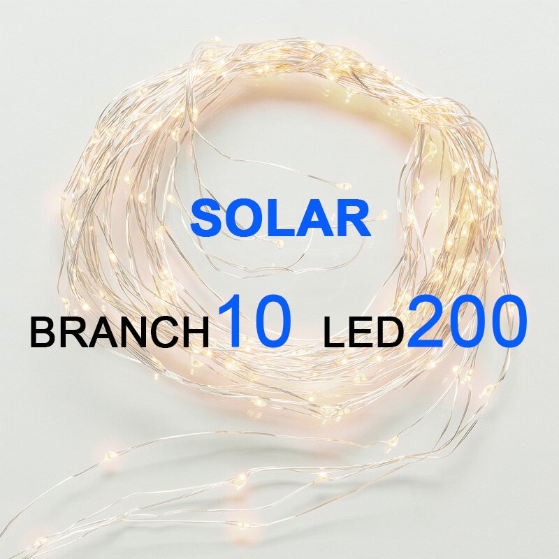 LED Solar Energy Garland Vines Falls Lights Outdoors Lantern String Lights For Wedding Christmas Tree Decoration As Solar Lamps: 10 Branch--200 Led / White