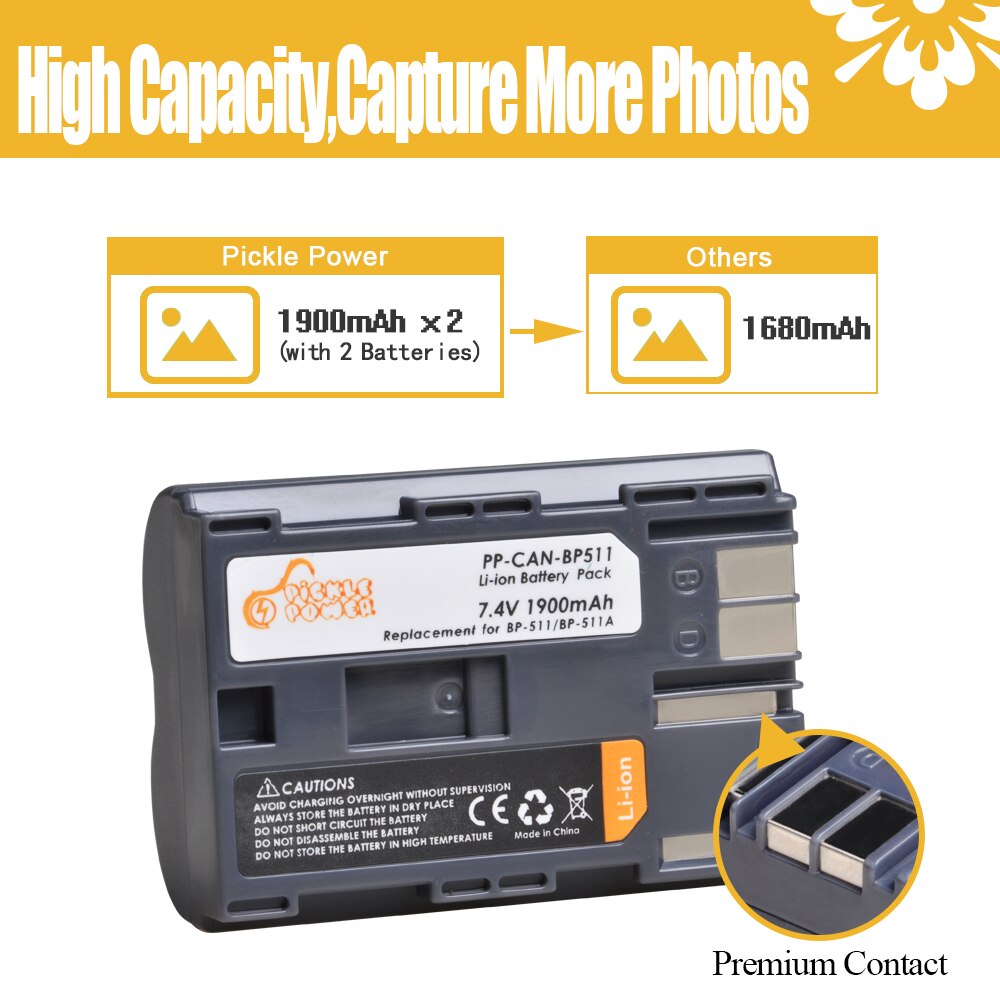 BP-511A BP-511 BP 511 511A BP511A Battery + Car /Wall Charger for Canon EOS 40D 300D 5D 20D 30D 50D Camera