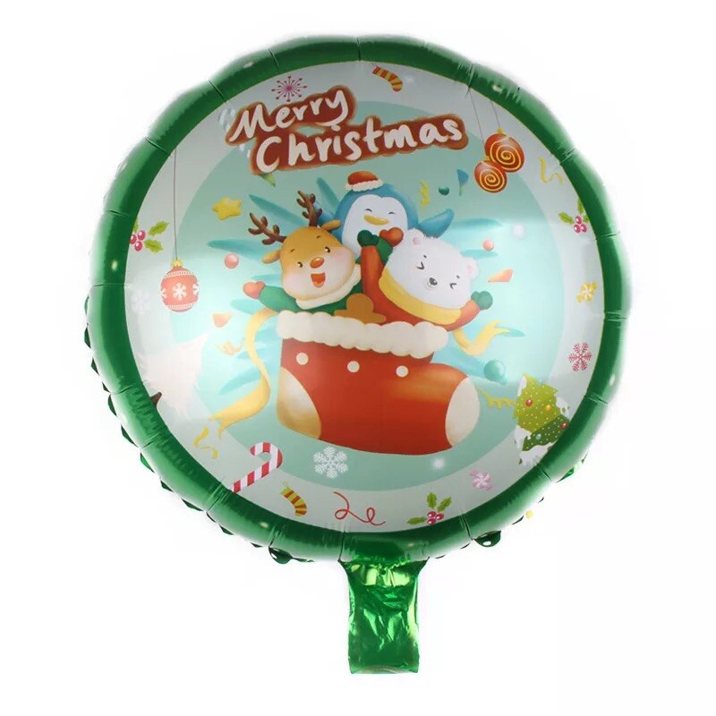 10 stk 18 tommer runde julepynt folie balloner julemanden snemand juletræ ballon xmas globos oppustelige legetøj: Rosenrød