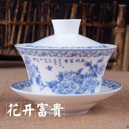 Houmaid drink blau und weiß keramik teetasse und untertasse set porzellan auf-glasierte tee tasse mit abdeckung von Jingdezhen china