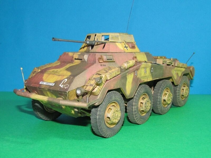 1:25 skala tyskland sdkfz 234-1 lehr pansret bil diy håndværk papir model kit puslespil håndlavet legetøj diy