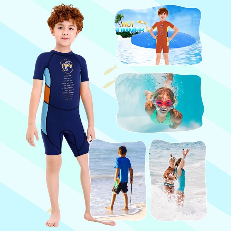 Stijl 2.5Mm Neopreen Kids Swimwears Duikpakken Shorts Mouwen Jongens Surfen Rash Guards Snorkel Kids Wetsuits