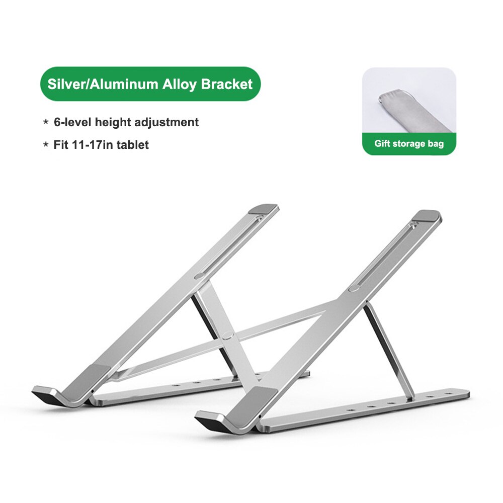 Justerbar aluminium bærbar bordstativ bordstativ bærbar foldbar bærbar support i sengen hjemmekontor: B
