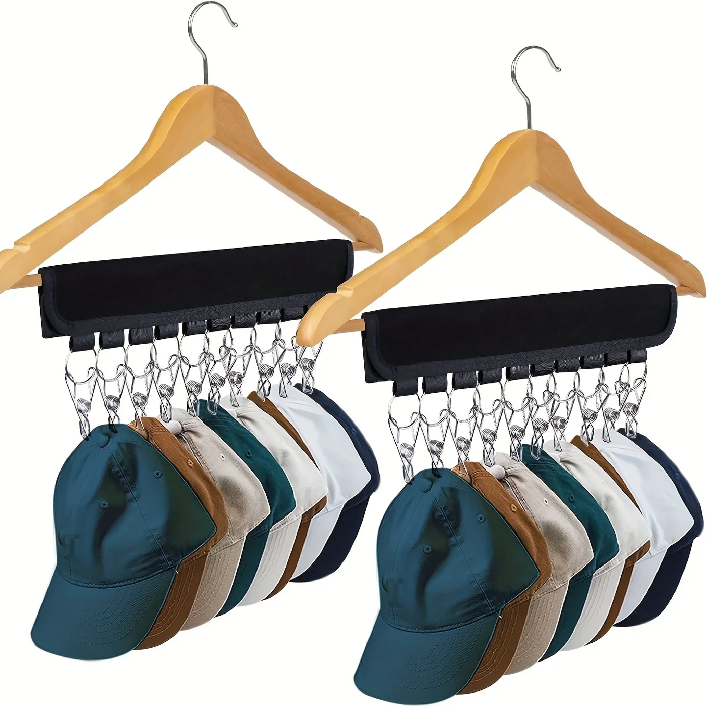 Wieszak na czapki z daszkiem Organizer na czapki z daszkiem robić wieszania i ekspozycji w szafie, 10 klipsów robić przechowywania czapek robić zawieszania czapek z daszkiem