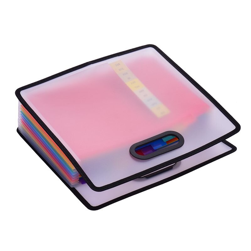 Accordion Expanding File Folder A4 Paper Filing Cabinet 12 Pockets Rainbow Coloured Portable Receipt Organizer With File Guide