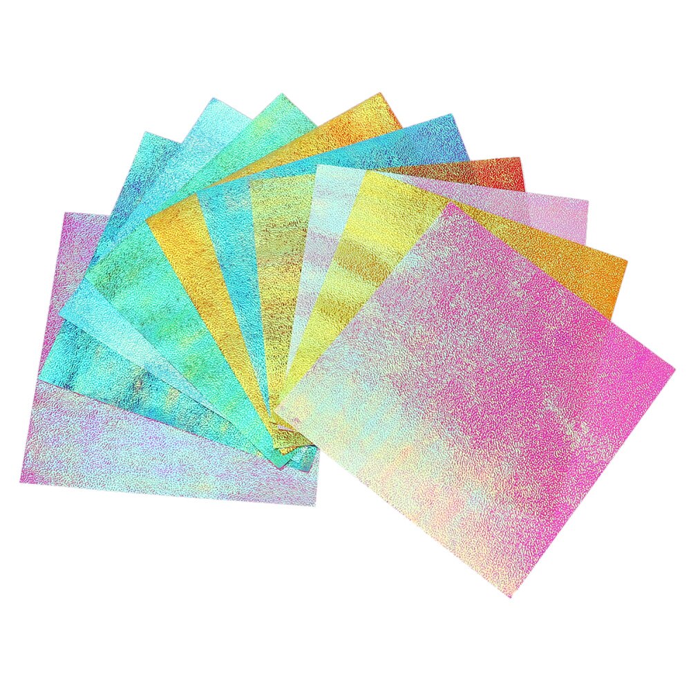 Papel iridiscente cuadrado brillante para manualidades, papel plegable para manualidades DIY, para Grulla de papel, (15cm, 10 colores), 50/100 Uds.