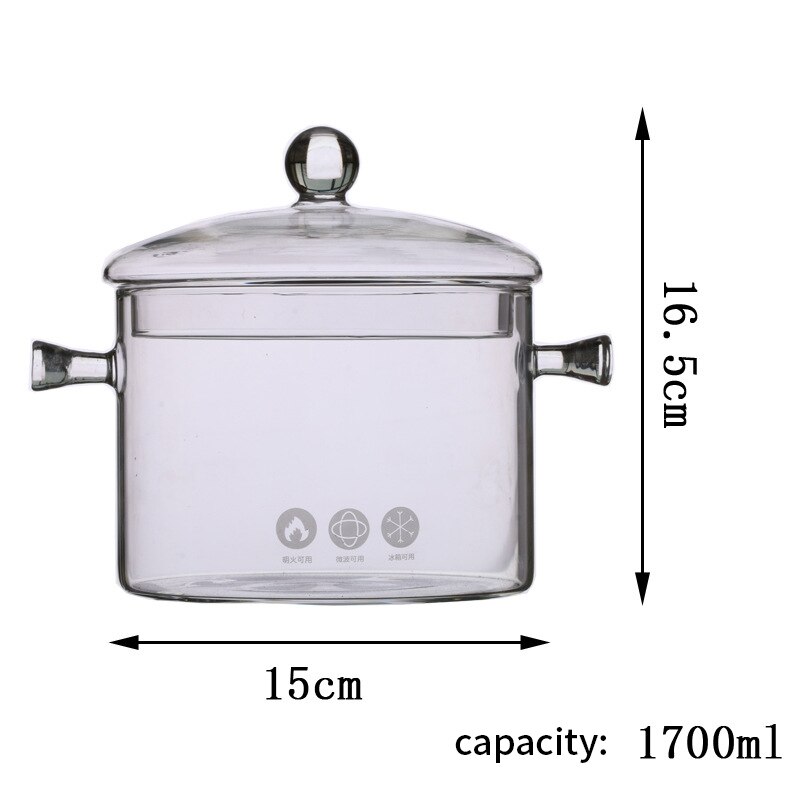 Ild vil brænde varmebestandig glaspotte kogegryde suppe poy koge vandkande borosilikat dobbelt håndtag glasskål salatskåle: -en