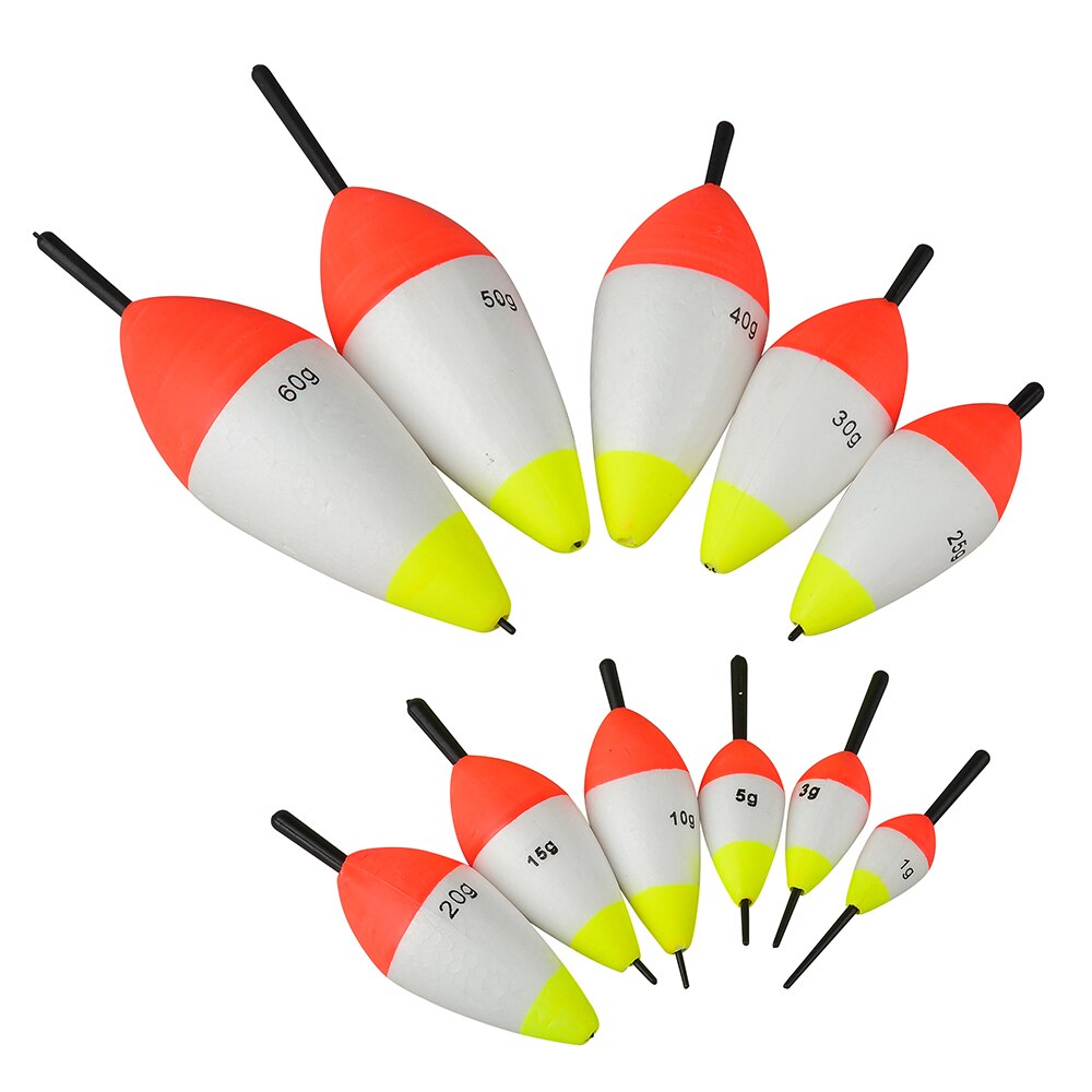 Lot de 5 flotteurs de pêche en mousse flottante, 1g – 60g, bouée de flottabilité, Tube en mousse, pour matériel de pêche