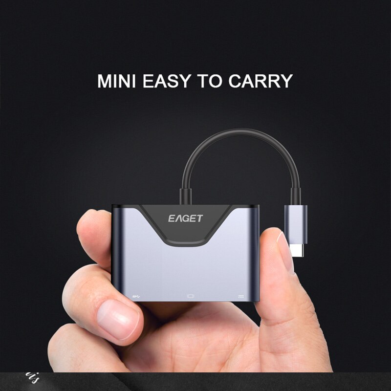 Eaget  ch06 -monitoimimuunnin, vga-liitäntä tv-projektorin näyttö, usb 3.0 -liitäntä u-levyhiiri, c-tyypin lataus macbook