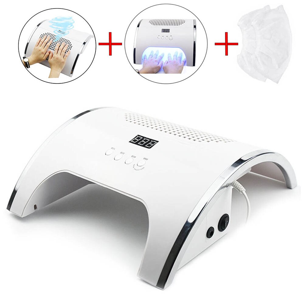 80W Strong Power Nail Lamp Nail Dust Collector Two In One Art Salon nail lamp and Collector Vacuum Cleaner Nail Manicure Tools: 80W 2 IN 1