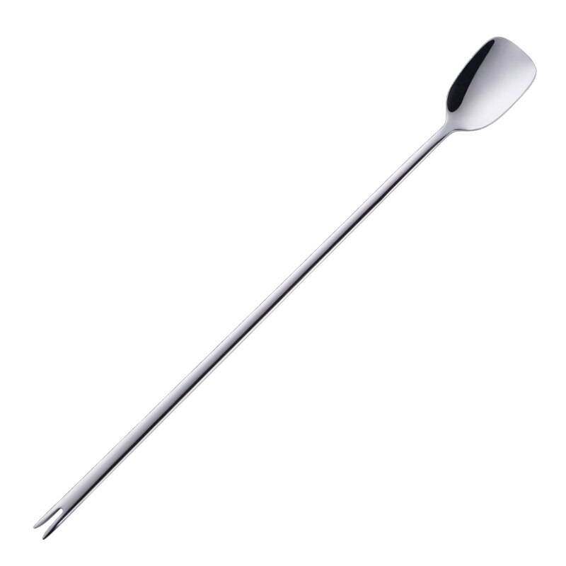 Cuillère à glace en acier inoxydable, cuillère à mélanger, Long ustensile à Cocktail fourchettes à fruits remuer outil à vin 1 pièce: Silver -1Pc