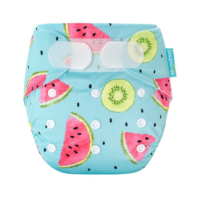 [Mumsbest] Velcro Cloth Diaper Washable Reusable Nappy Cloth Pocket Diaper With Inserts Hook-Loop Nappy Suitable 3-15kg Baby: ME04 / with 1 insert