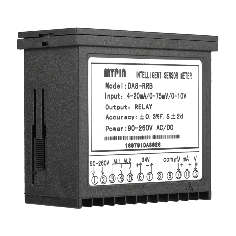 Mypin digital sensormeteret multi-funktionelle intelligent led display 0-75mv/4-20ma/0-10v 2 relæ alarmudgang  da8- rrb