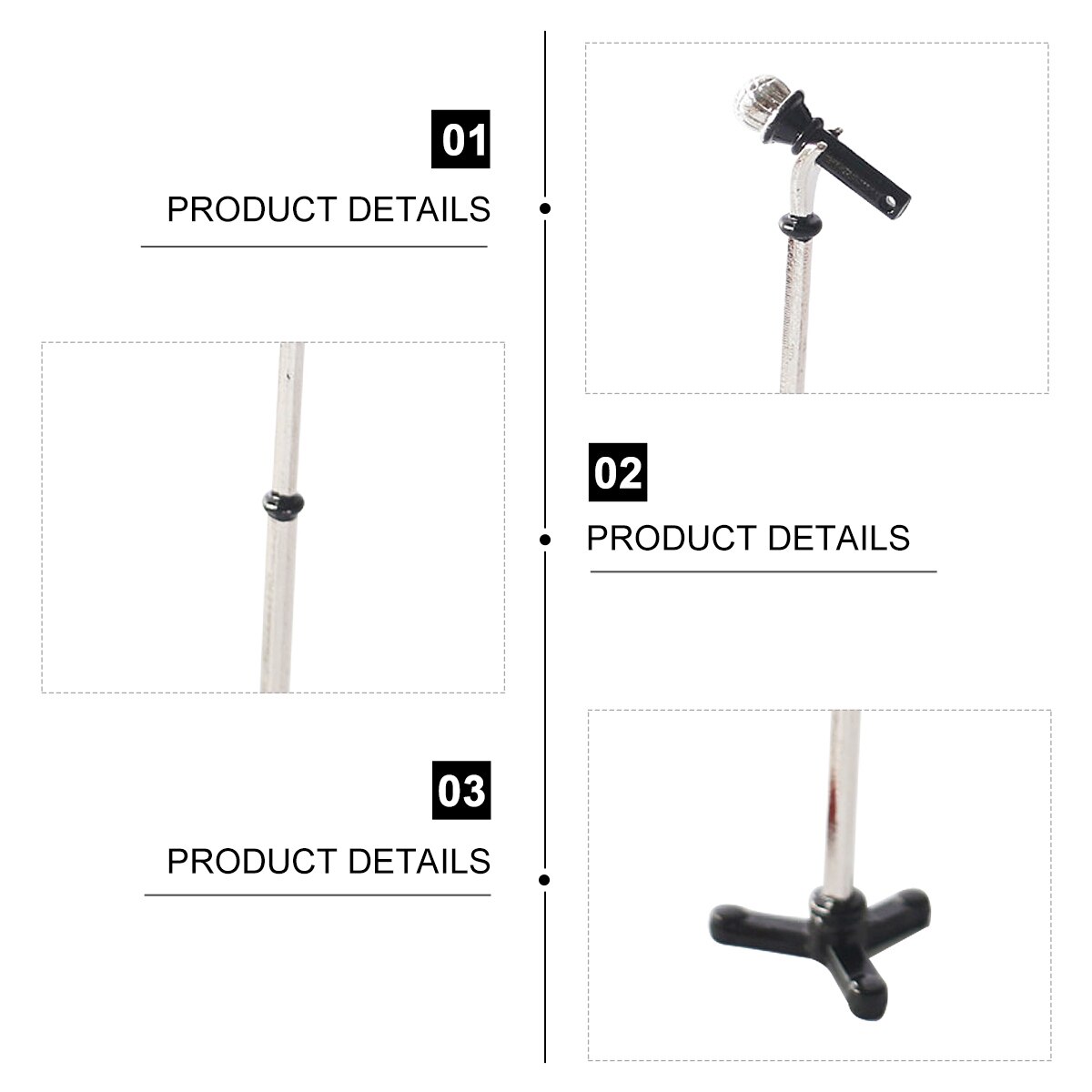 2 Sets Miniature Microphone Mini Microphone Model Mini Doll House Microphone Rack