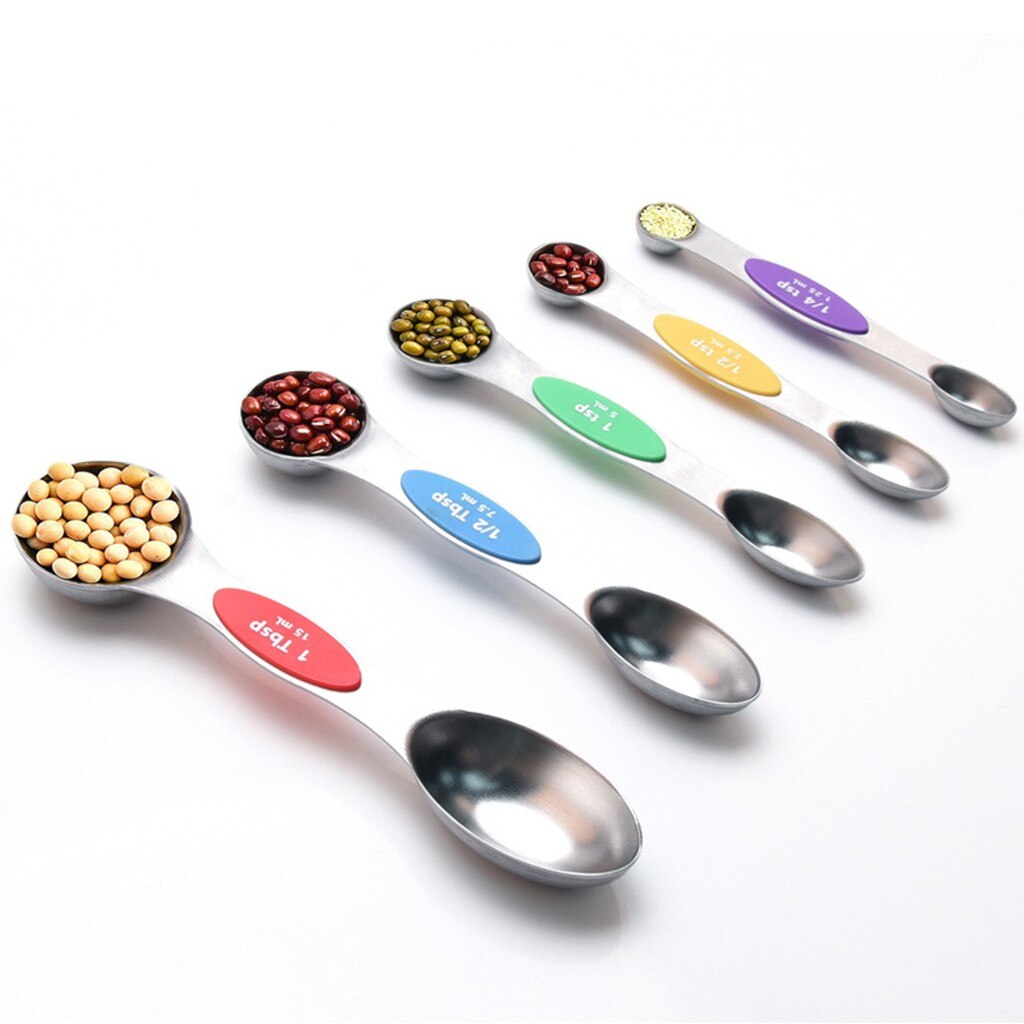 Fast ShippingPractical and Durable 5pcs Measuring Cups and Spoons Set Stainless Steel Kitchen Tool Baking Teaspoon