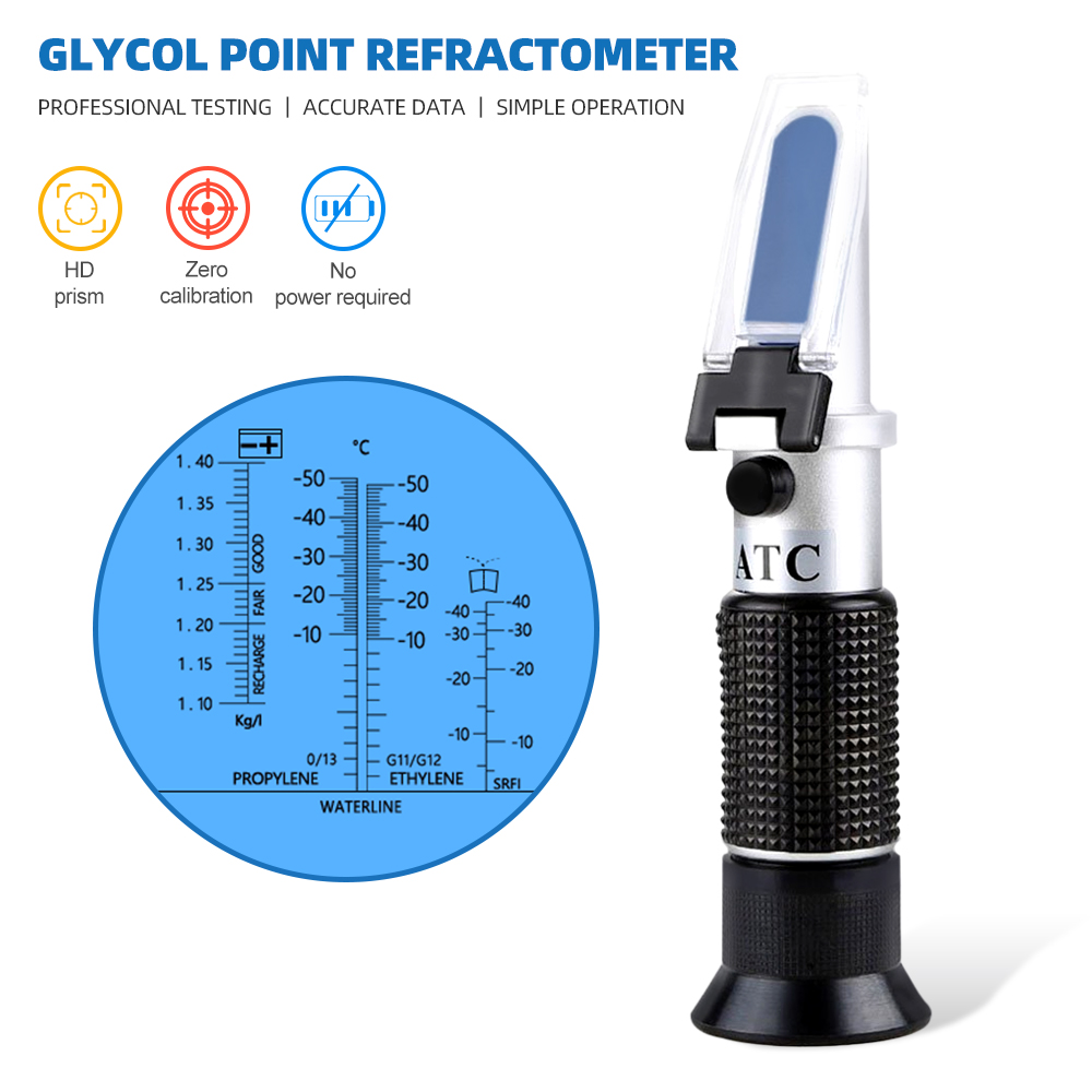4 in 1 Car Automotive Antifreeze Refractometer EngineBattery Fluid Glycol Refractometro Glass Freezing Point Water Coolant Teste: black