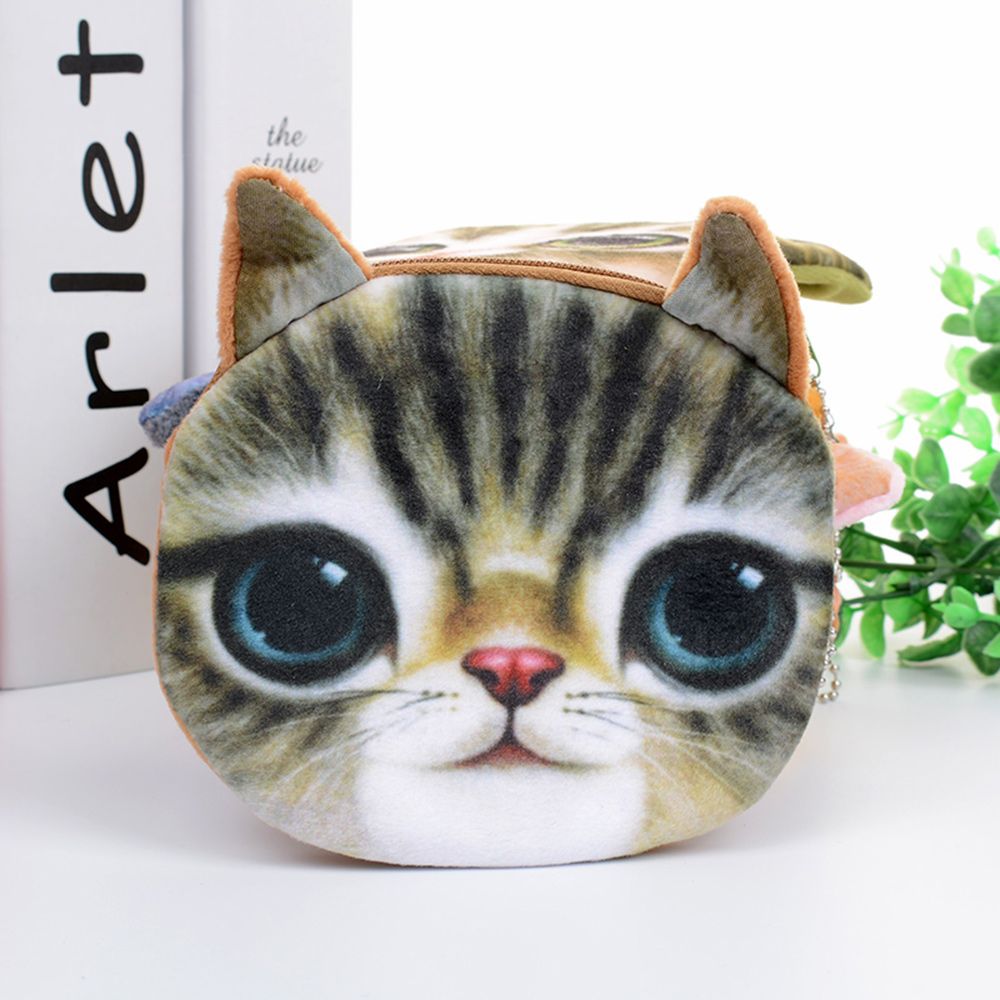 ¡Novedad! Cartera monedero de mujer con estampado 3D de gatos y perros, monedero pequeño y bonito con cremallera: K