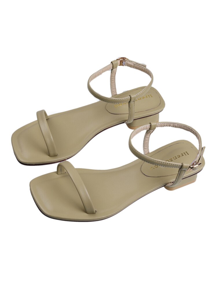 Damesschoenen Sandalen Mode Dunne Riem Dikke Hak Eenvoudige Wind Hak Schoenen