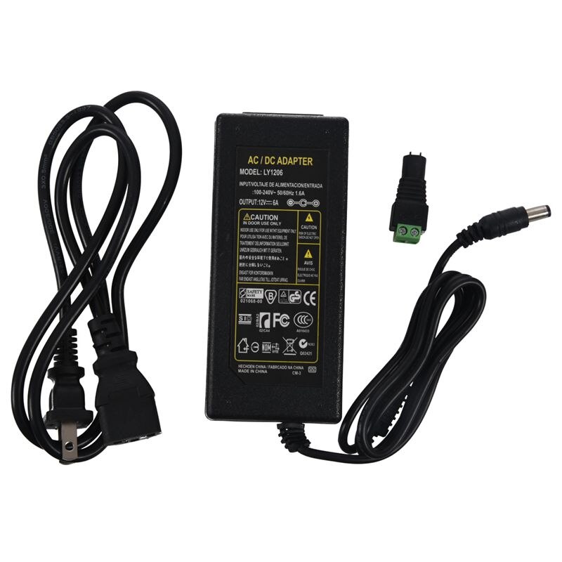 12V Power Supply Adapter 6A Transformer 110-220V &