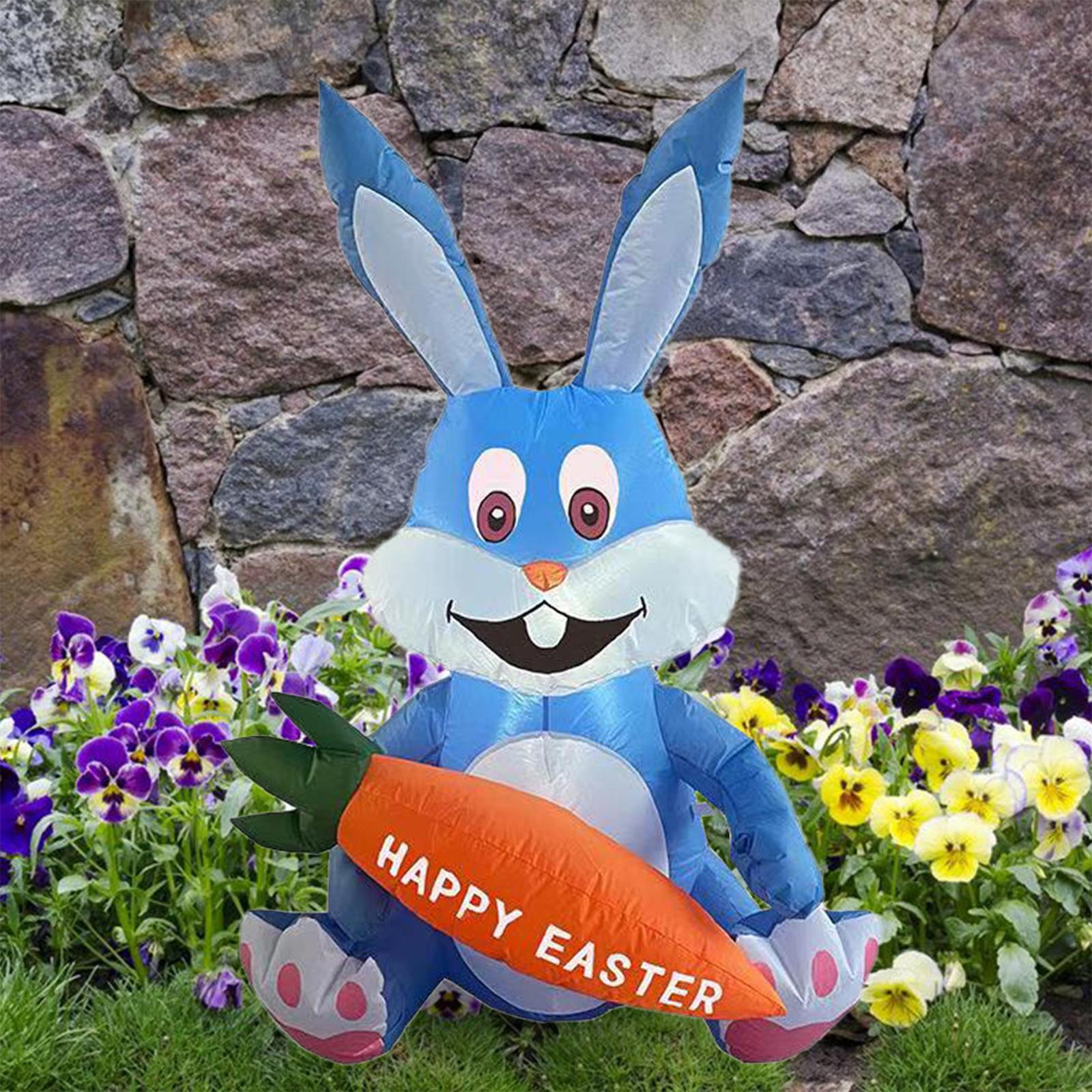 Leuke Pasen Opblaasbare Bunny Decor Bunny Model Met Wortel Opblaasbaar Speelgoed Konijn Ornament Voor Party Tuin Patio Decor