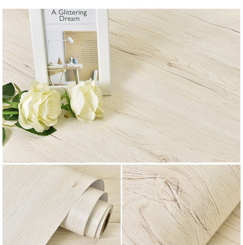 60*100cm Waterproof Wood Vinyl Wallpaper Roll Self Adhesive Contact Paper Doors Cabinet Desktop Furniture Decorative Sticker: baifengmu