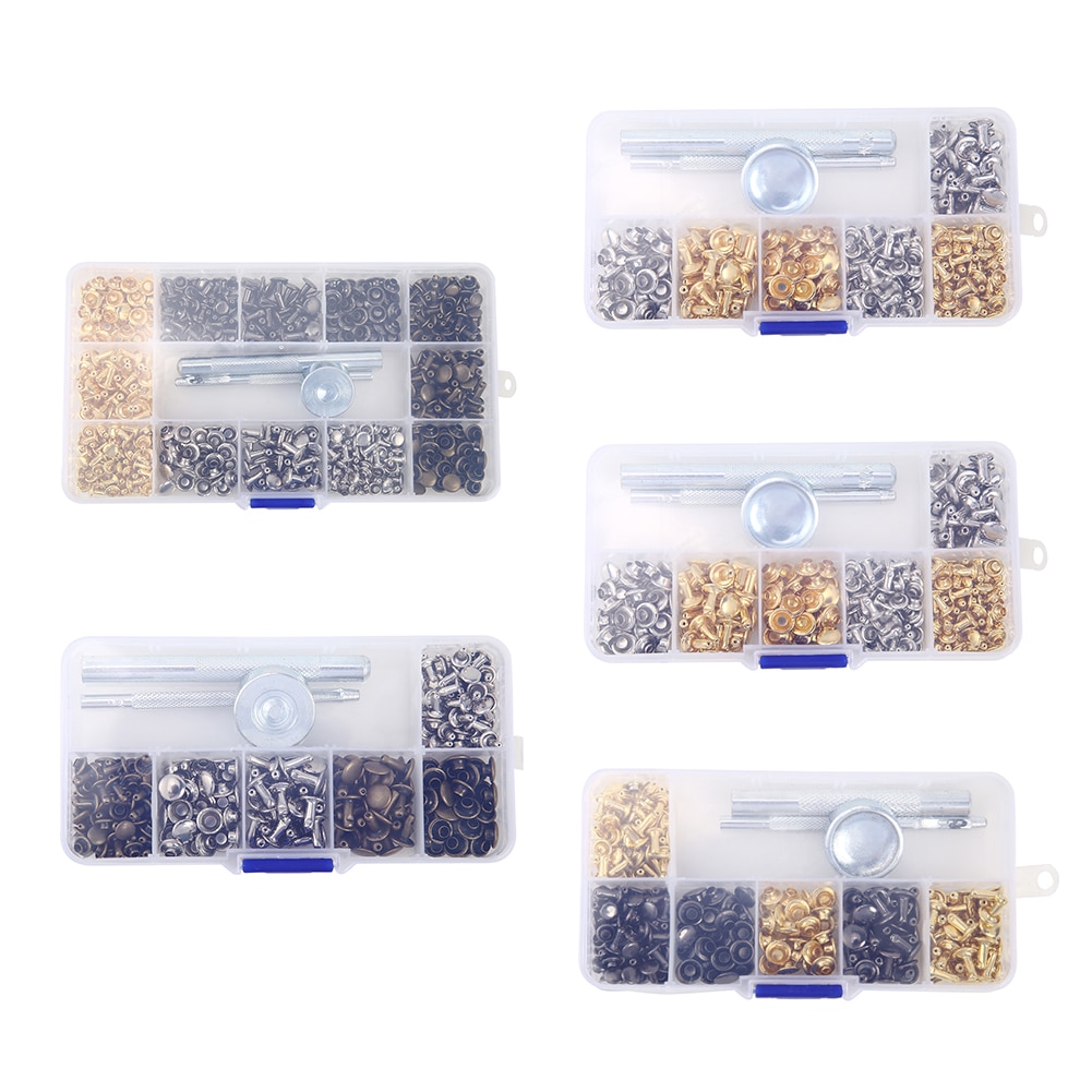 120 Stuks Snap Fastener Druk Knop Klinknagels Metalen Koperen Bevestiging Studs Lichtgewicht Huishoudelijke Kleding Benodigdheden Voor Leer