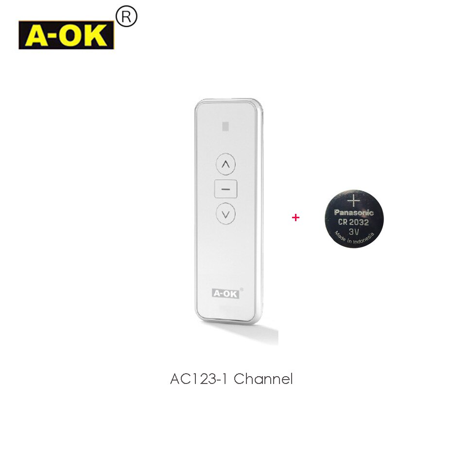 Original A-OK RF433 Remote Controller AC123-1/2/6/16 Channel for A-OK RF433 Curtain Motor and RF433 Tubular Motor,with battery: AC123-1