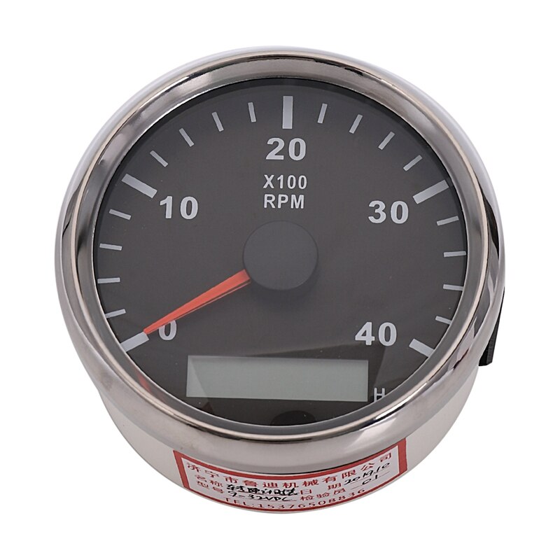 85mm Marine Tachometer Boat Tacho Gauge for Car Digital Hourmeter 4000RPM 12/24V