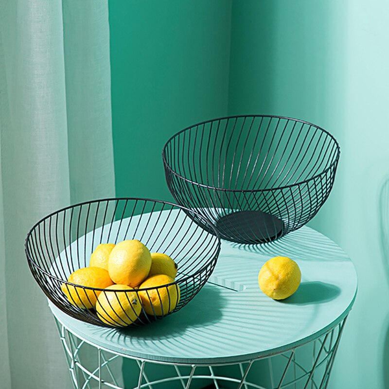 Cocina cesta contenedor tazón cesta de alambre de Metal soporte con ranuras para cocina fruta Almacenamiento de vegetales de bandeja de aperitivos de Bol para almacenar